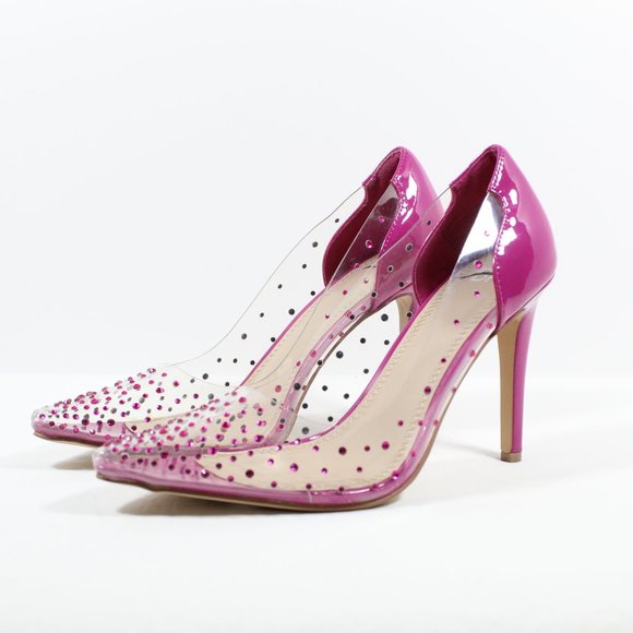 BP Women's Studded Pointed Toe Transparent Pumps - Pink 8.5M - Picture 1 of 6